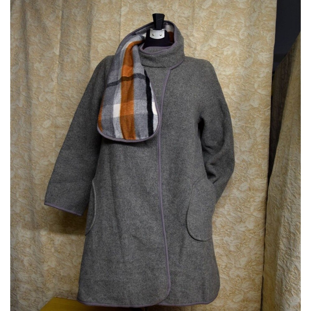 70s Vintage Turnaround Cuddle Coat New York Wool Long Wrap Coat Womens Gray